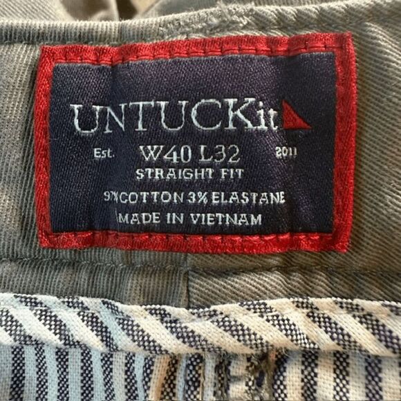 UNTUCKit Men's Flat Front Stretch Straight Fit Cropped Pants Gray Size 40W x 26 - Picture 3 of 5